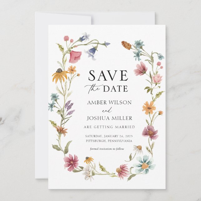 In Bloom Wildflower Save the Date Invitation (Front)