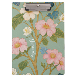In Blossom: Pastel Branch with Pink Flowers Clipboard
