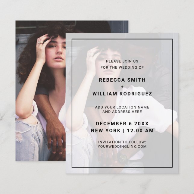 In Budget Simple Photo Wedding Invitations (Front/Back)