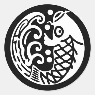 In carp wave classic round sticker