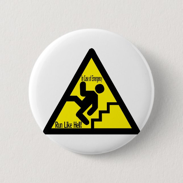 in case of emergency 2 inch round button (Front)
