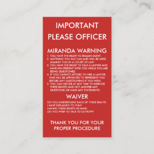 In Case Of Emergency&Arrest Warning Appointment Card