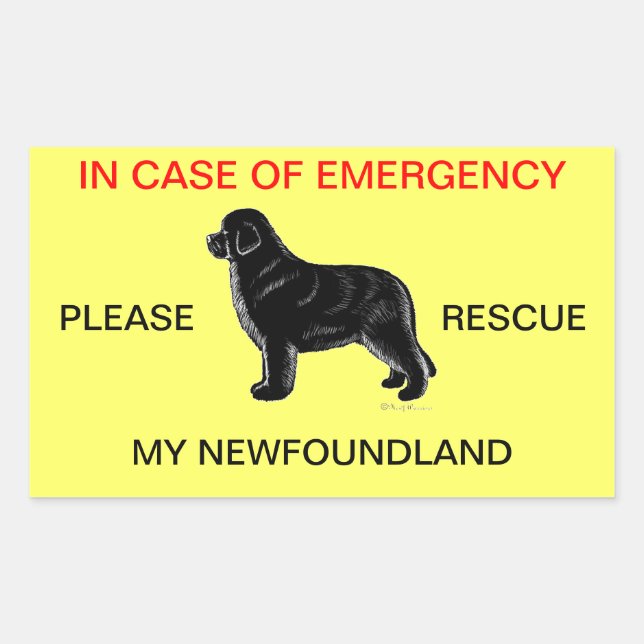 In Case of Emergency Newfoundland Dog Safety Sticker (Front)