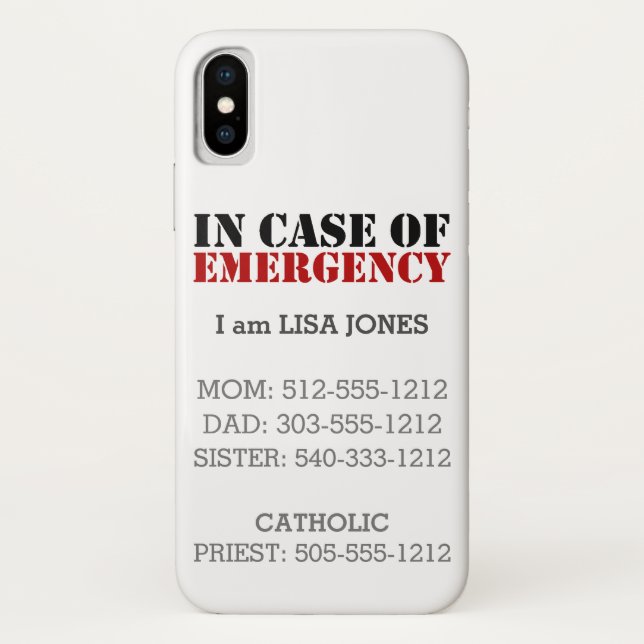 In Case of Emergency Phone Case (Back)