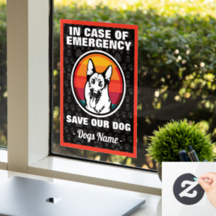 In Case Of Emergency Save German Shepherd Dog Wind Window Cling