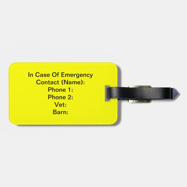 In Case Of Emergency Tag (Back Horizontal)