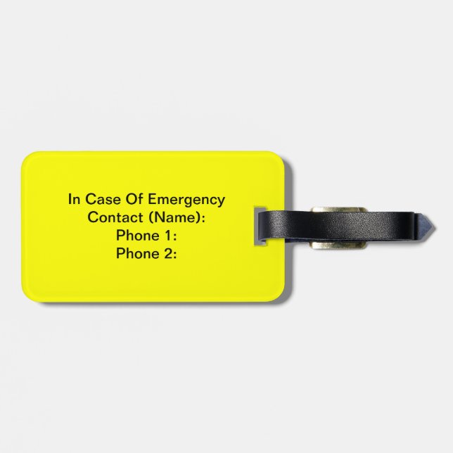 In Case Of Emergency Tag (Back Horizontal)