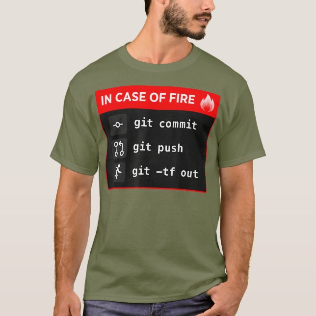 In Case of Fire Git Commit Git Push Git TF Out T-Shirt (Front)