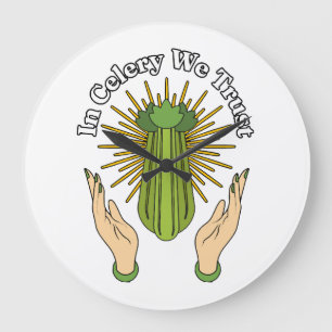 In Celery We Trust - Celery Juice Lover Funny Cele Large Clock