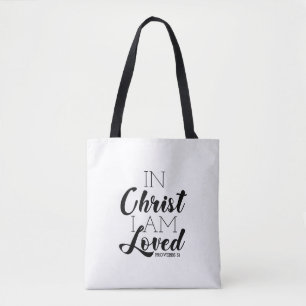 In Christ I Am Loved Scripture Promises Christian Tote Bag