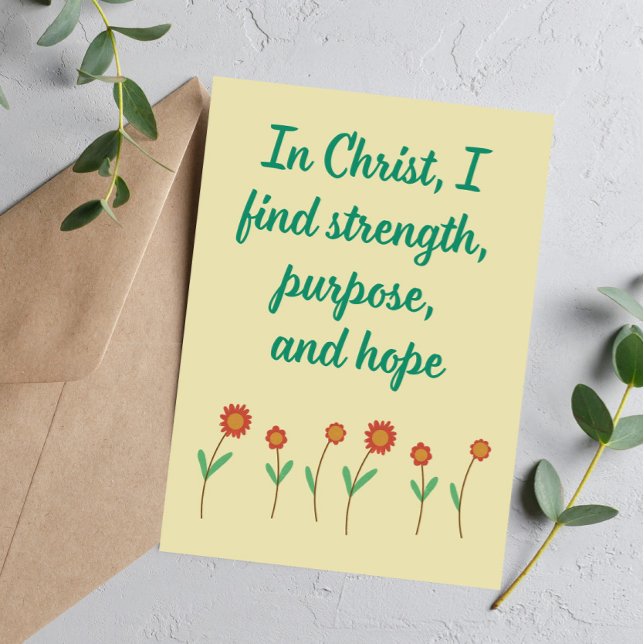 In Christ I Find Strength Christian Affirmation Holiday Card (Creator Uploaded)