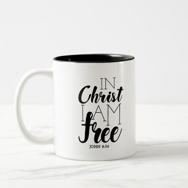 In Christ I’m Free Scripture Promises Freedom Two-Tone Coffee Mug (Left)