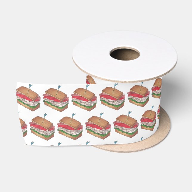In Da Club Turkey Club Sandwich Funny Foodie Diner Satin Ribbon (Spool)