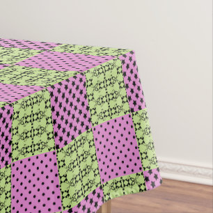 In dark multi-coloured tones, retro geometric tablecloth