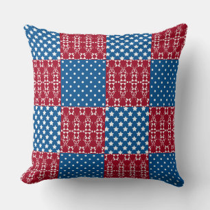 In dark multi-coloured tones, retro geometric throw pillow
