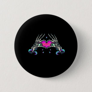 In Death Skeleton Heart Hands Classic Style 2 Inch Round Button