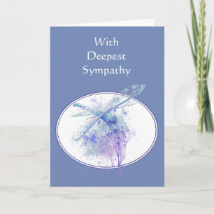 In Deepest Sympathy Beautiful Blue  Dragonfly Card