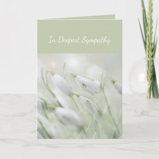 In Deepest Sympathy Help in Difficulty Snowdrops Card (Front)