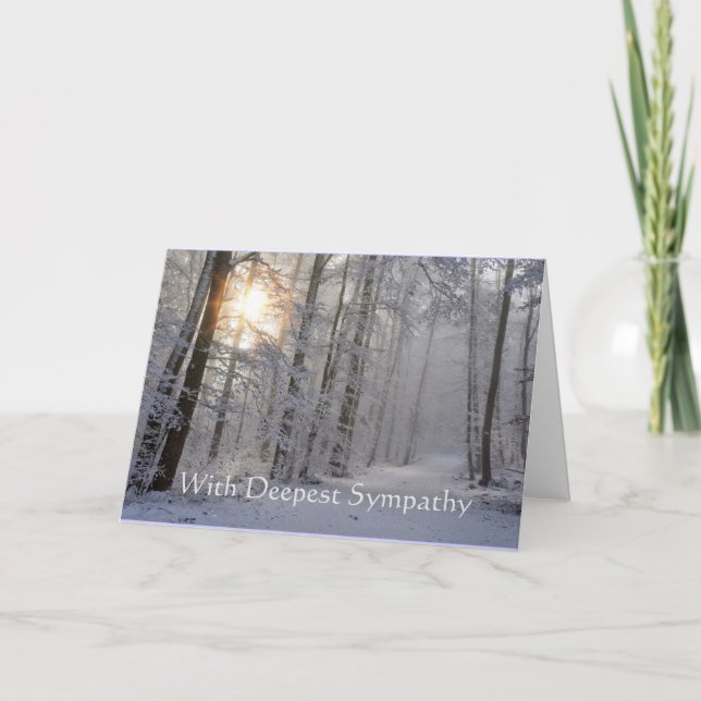 In Deepest Sympathy Winter Road Trail Trees Frost Card (Front)