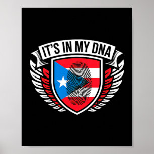 in DNA Fingerprint in Puerto Rico Rican Flag Pride Poster