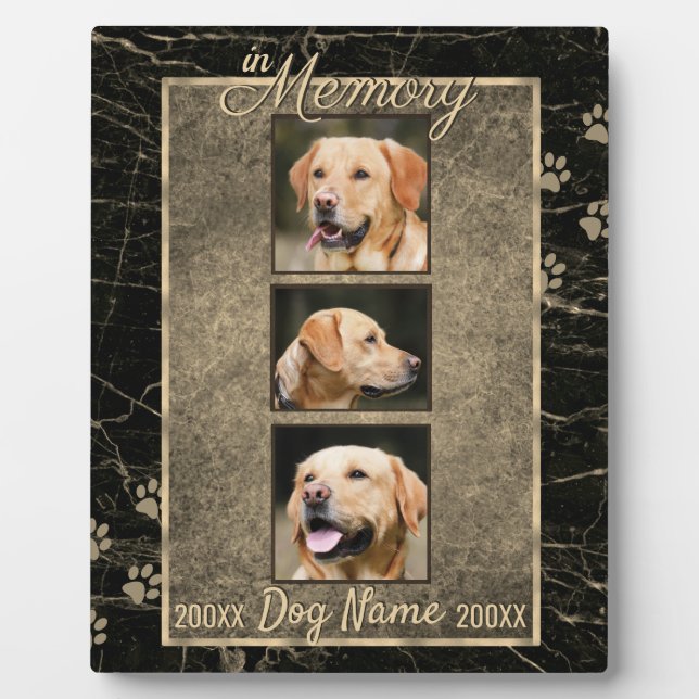 In Dog Memory Marble Rustic Sepia Keepsake Plaque (Front)
