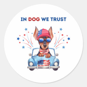 In Dog We Trust Pun Round Sticker