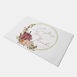 In Everything Give thanks pastel and gold pumpkins Doormat
