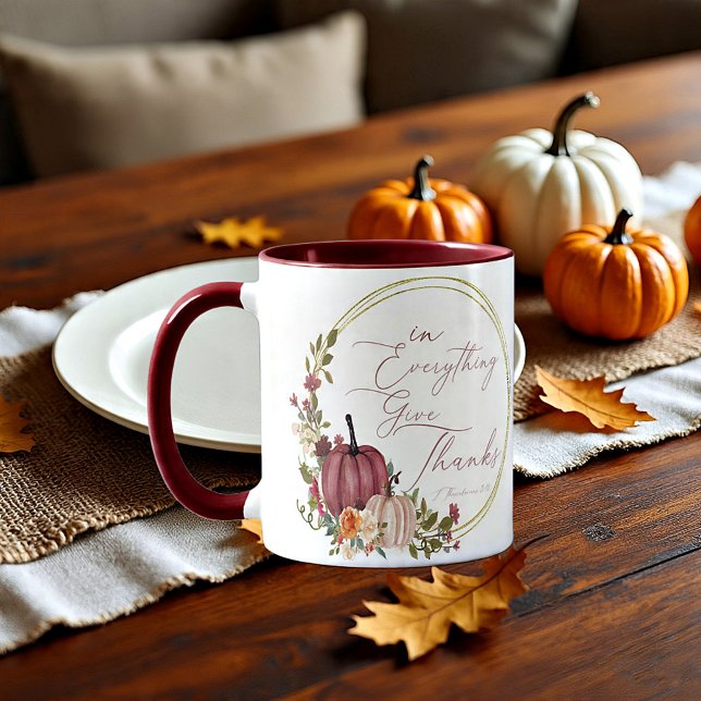In Everything Give thanks pastel and gold pumpkins Mug (Creator Uploaded)
