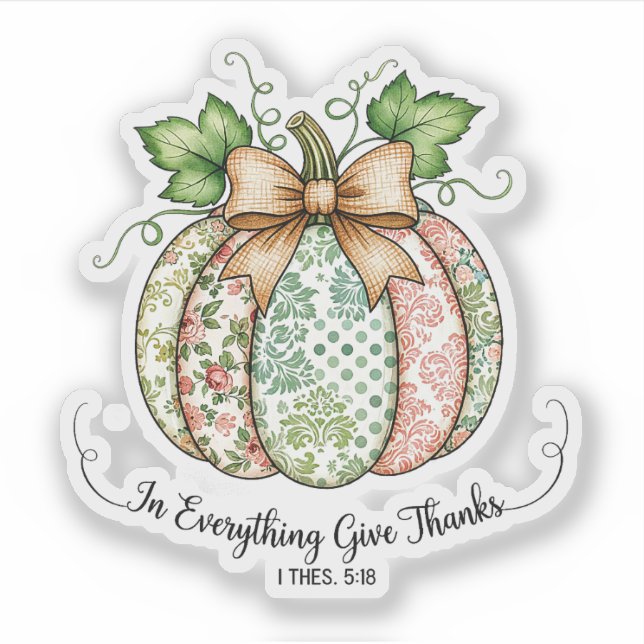 In everything give thanks shabby chic pumpkin (Front)