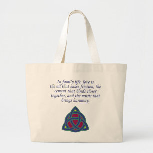 In Family Life Love Is The Oil - Family Quote Large Tote Bag