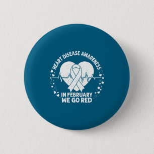 In february go red ribbon heart disease awareness 2 inch round button