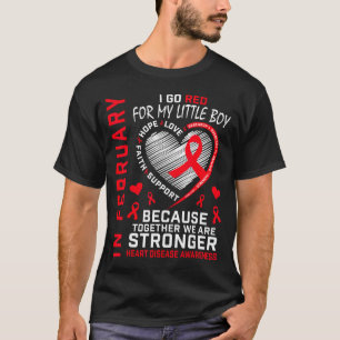 In February I Go Red Little Boy Son Heart Disease T-Shirt