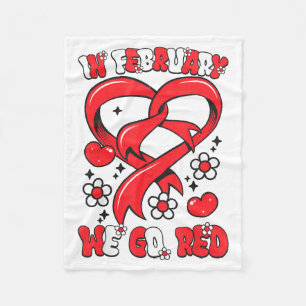 In February We Go Red American Heart Disease Aware Fleece Blanket