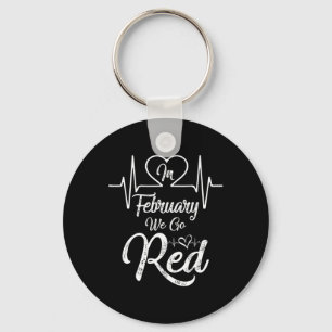 In February We Go Red American Heart Disease Aware Keychain