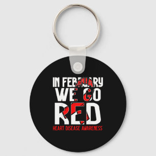 In February We Go Red American Heart Disease Aware Keychain