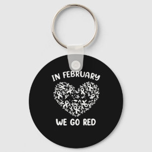 In February We Go Red American Heart Disease Aware Keychain
