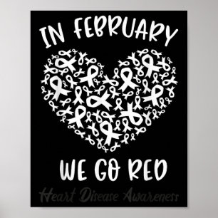 In February We Go Red For Heart Disease Awareness Poster