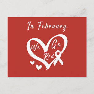 In February We Go Red Heart Disease Awareness Holiday Postcard