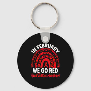 In February We Go Red Heart Disease Awareness Rain Keychain