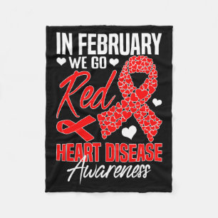 In February We Go Red Heart Disease Awareness Red Fleece Blanket