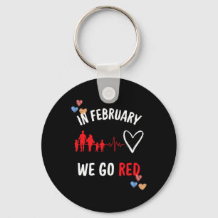 In February We Go Red Hearth Health Month Keychain