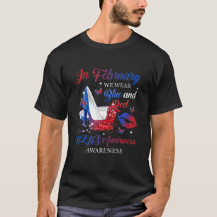 In February We Wear Blue Red High Heels Shoes HLHS T-Shirt