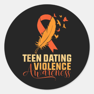 In February We Wear Orange Teen Dating Violence Aw Classic Round Sticker
