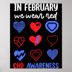 In February We Wear Red _ Chd Awareness _ Heart He Poster