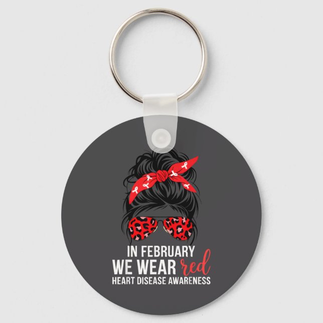 In February We Wear Red Chd Heart Disease Awarenes Keychain (Front)