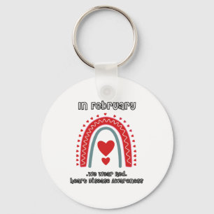 In February We Wear Red Fighter Heart Disease Awar Keychain