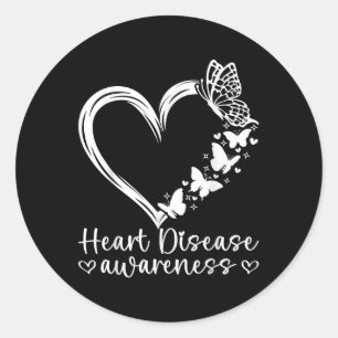 In February We Wear Red Heart Disease Awareness  Classic Round Sticker