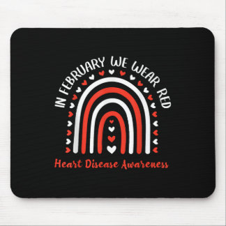 In February We Wear Red Heart Disease Awareness Mouse Pad