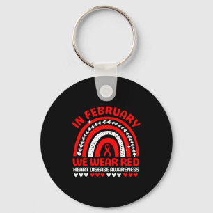 In February We Wear Red Heart Disease Awareness Su Keychain