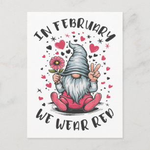 In February We Wear Red Heart Health Awareness Postcard